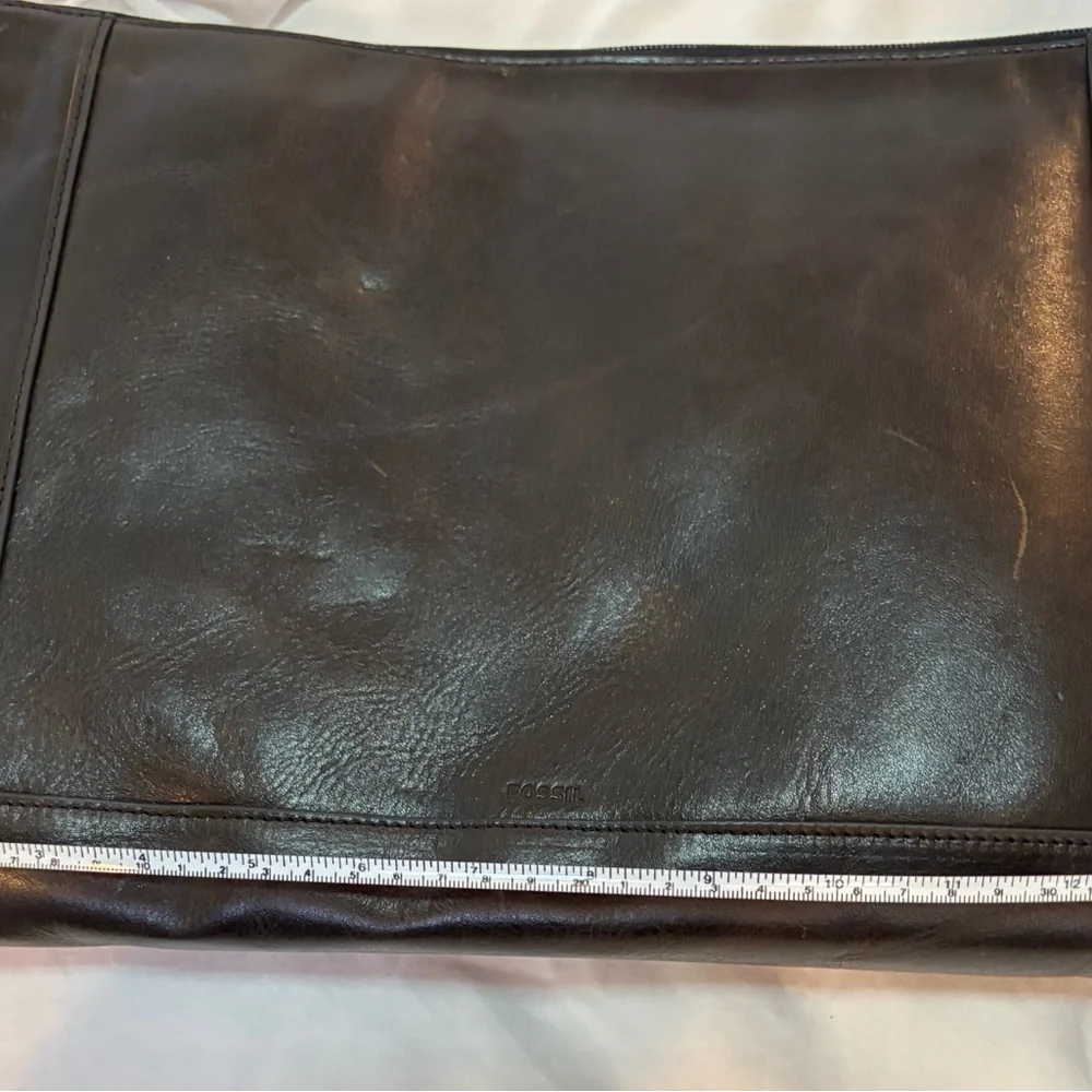 Fossil Black Laptop Bag Sleek Leather Design